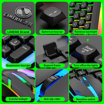 Conjunto gaming NG GTX350 com teclado e rato para computador portátil, retroiluminação LED, teclado USB com fio GTX350, preto