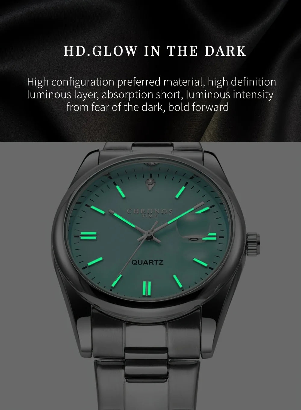 CHRONOS Luxury Men Dress Watches Waterproof Luminous Date Men's Business Quartz Wristwatches Stainless Steel Watch Male Reloj