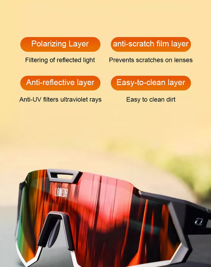 LAMEDA polariserede cykelbriller til landevejscykling UV400 mountainbike-solbriller cykelbriller sportsbriller udendørs solbriller til mænd og kvinder