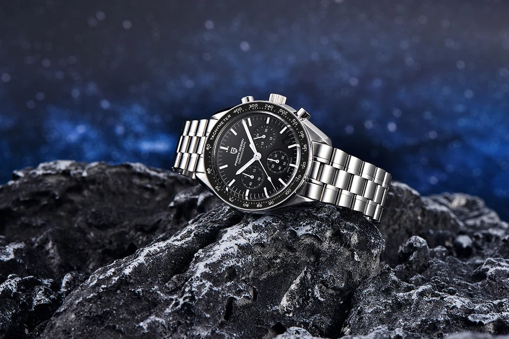 montre PAGANI DESIGN Moon – Chronographe à quartz de luxe pour homme, style sportif, verre saphir avec traitement antireflet, affichage luminescent