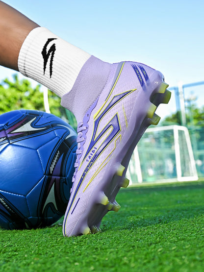 Classic Style AG FG Football Shoes PU Fabric Ventilated Upper TPU Wearproof Outsole Unisex Kids Outdoor Football Shoes