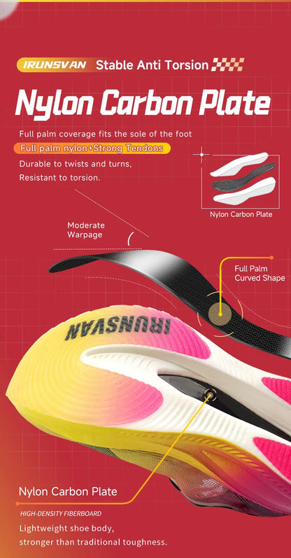 IRUNSVAN Carbon Plate Marathon Running Shoes, Professional Stable Support, Shock Absorption, Ultra-Light Rebound Sports Shoes