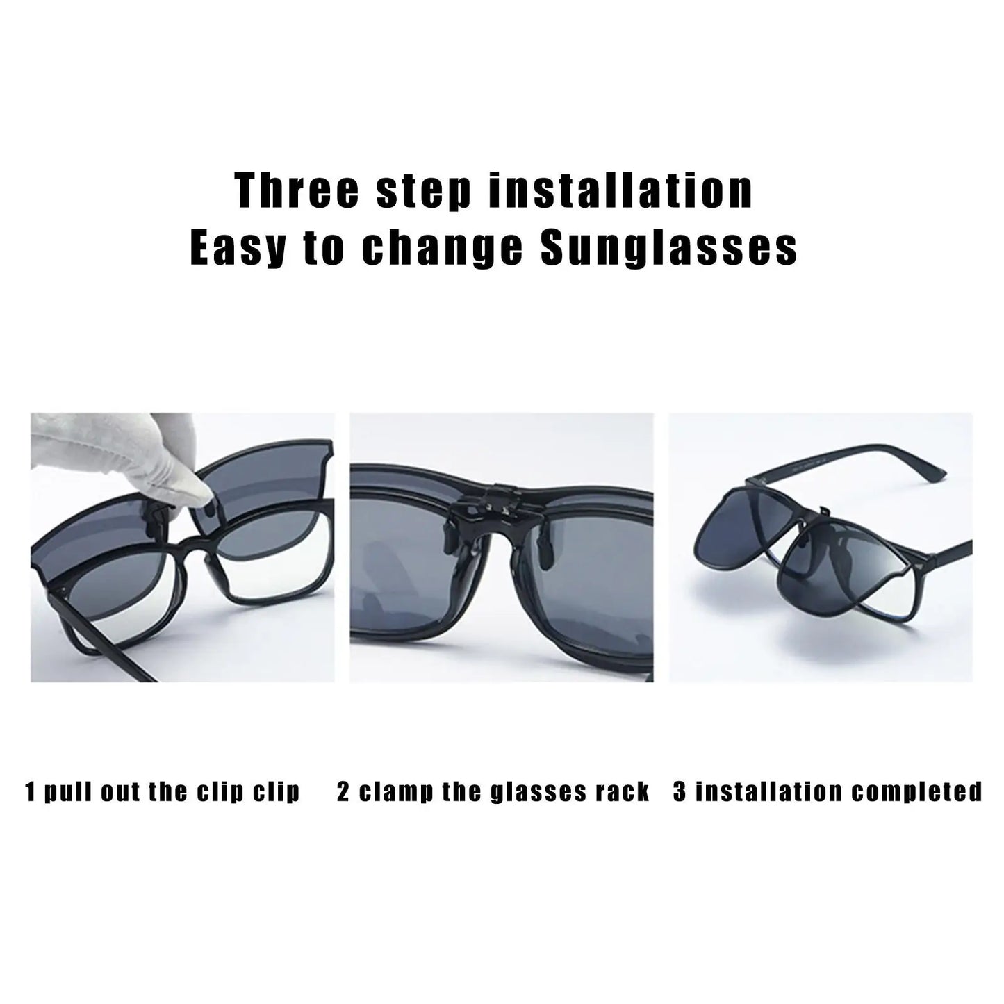 New Polarized Flip-up Sunglasses Clips For Myopia Glasses Retro Big Size Square TAC Material Glasses Clip-on Sunglass Clip