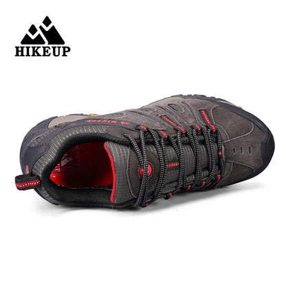 HIKEUP Vandringsskor för män, vinterklättring, trekking, sneakers för män, läder, andningsbara, utomhus, halkskyddade, sport- och arbetsskor för män