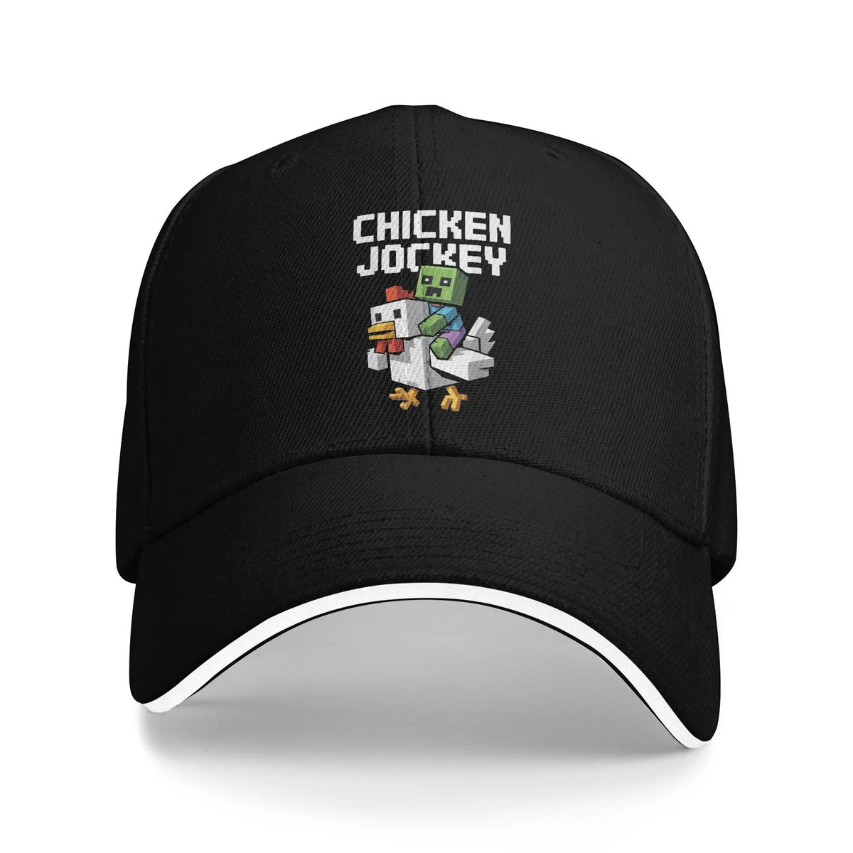 „Chicken Jockey Zombie Pixel Art“ – бейзболни шапки с мотиви от филми за зомбита за мъже и жени, шапки тип „тракер“, подходящи за тренировки на открито и регулируеми шапки за слънце