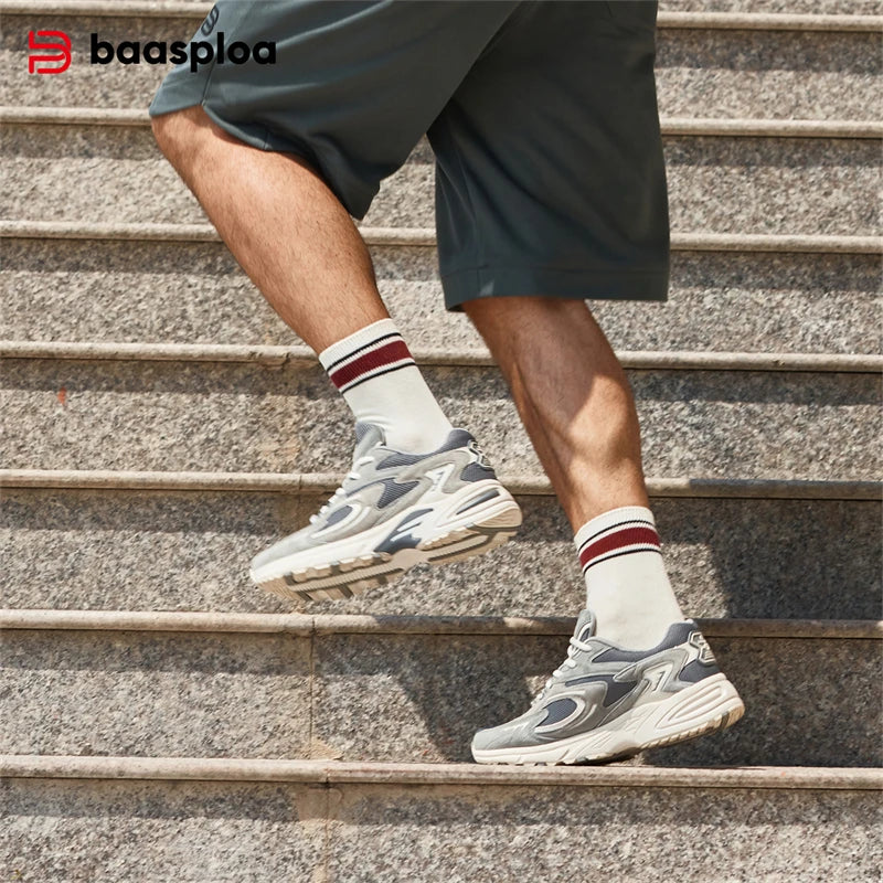 Baasploa New Running Shoes Men Outdoor Fashion Lightweight Mesh Sports Shoes Male Casual Breathable Non-Slip Walking Shoes