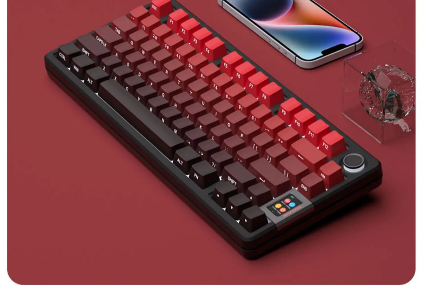 Nuevas teclas para teclado mecánico gaming 60/64/84/98/108 con interruptores MX, 135 teclas OEM PBT con grabado lateral y color degradado rojo y negro