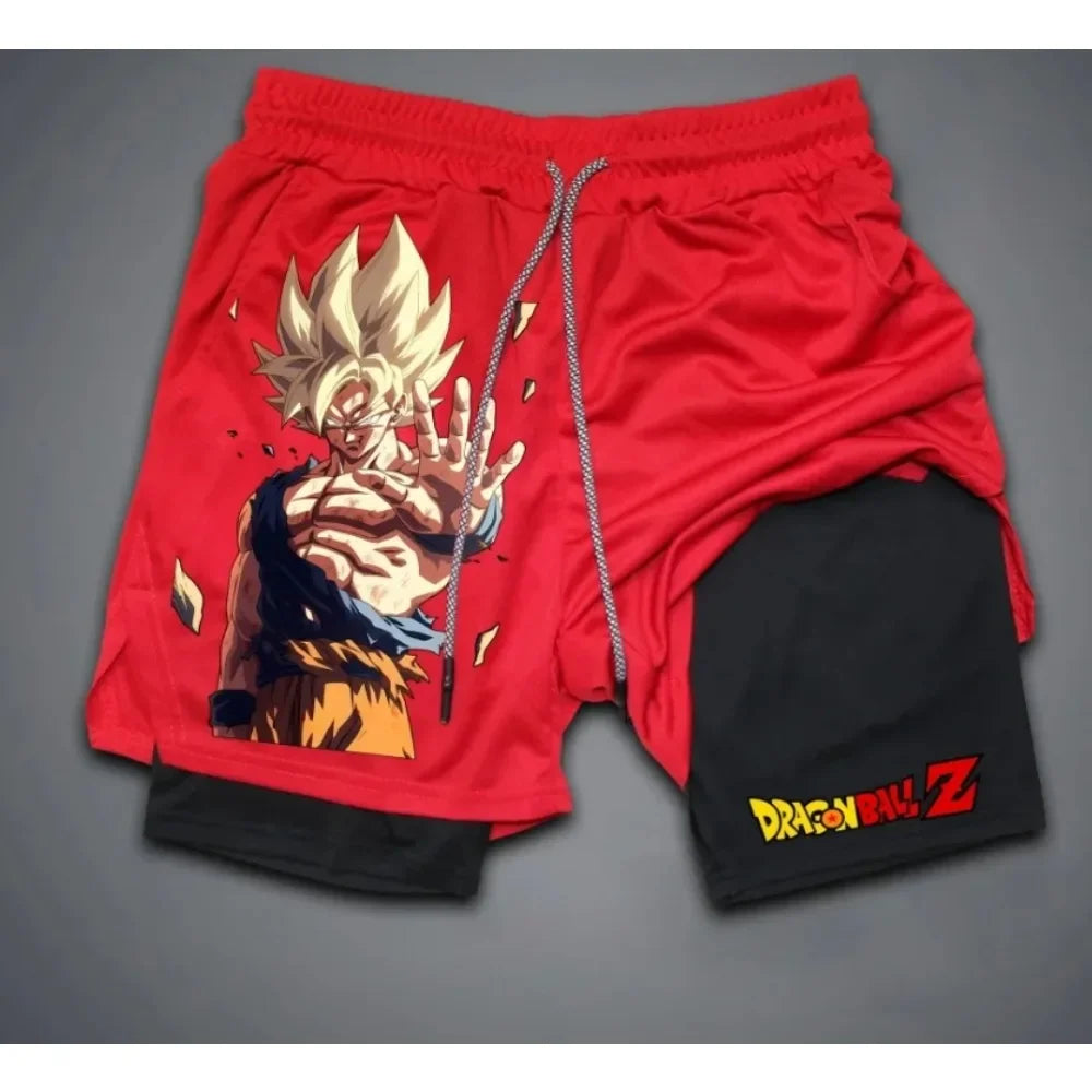 Dragon Ball Anime Summer  2-in-1 Shorts Saiyan 4 Retro Y2K Beach Quick Drying Breathable Slow Running Fashion Shorts