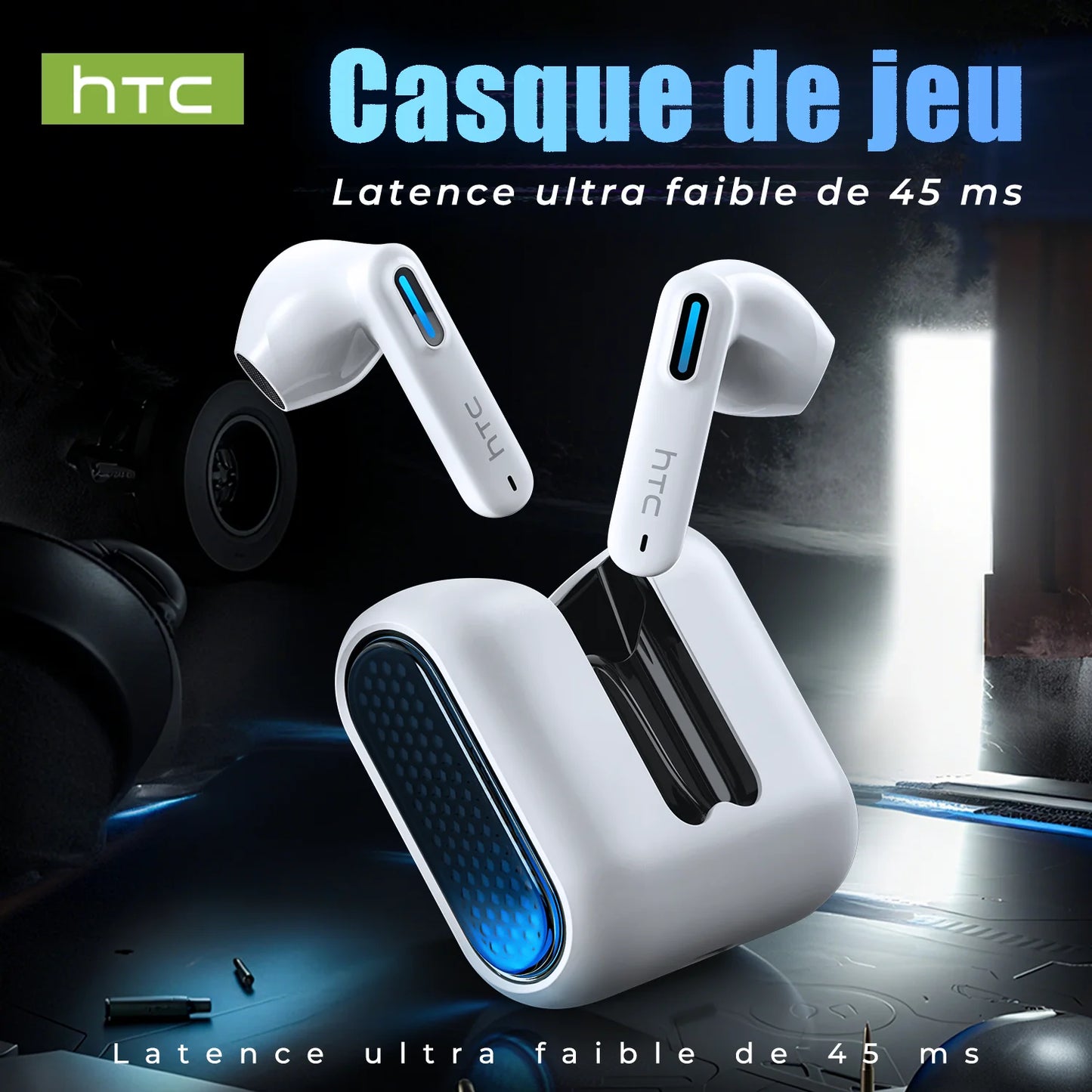 Auriculares Bluetooth HTC NE49 6.0 True Wireless Earbuds Gaming HiFi Deep Bass Lightweight Cool Design IPX5 Waterproof Choice