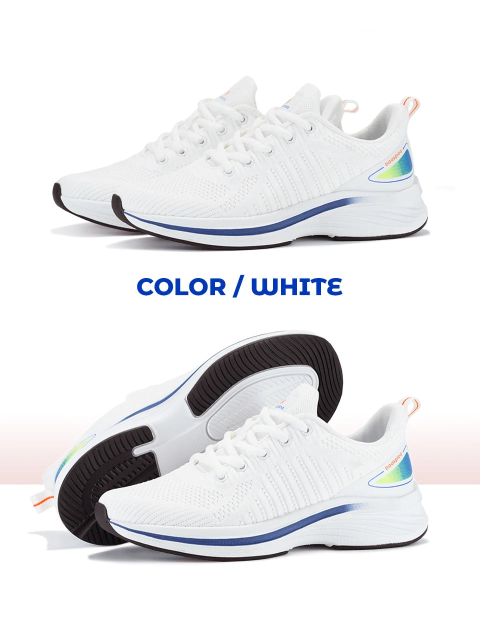 Baasploa Women Sport Shoes Comfort Lightweight Running Shoes for Women Mesh Breathable Casual Sneakers White Walking Sneakers