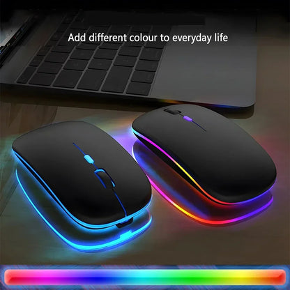 Mouse wireless ricaricabile a doppia modalità Bluetooth compatibile e 2.4G USB per computer, laptop, iPad, tablet e notebook, mouse da gaming