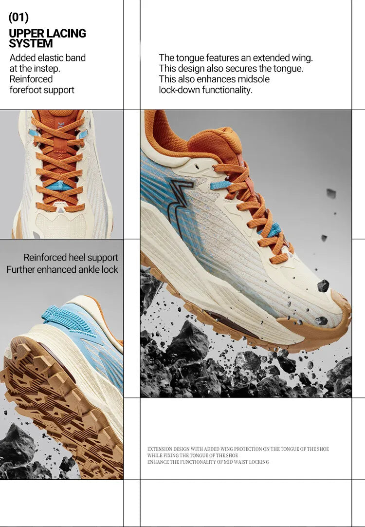 361 Degrees WUXIA 2 Running Shoes, Light Breathable Cushioning, Non-Slip Soft Outdoor Hiking Versatile Sneakers Male 672542201