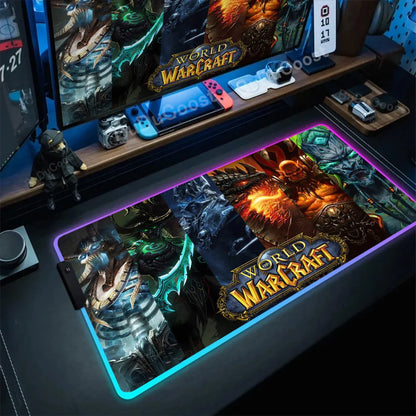 RGB Mouse Pad Game World Of Warcraft Large Table Pad Computer Accessories XXL Laptop Antislip Keyboard Pad LED Backlight Deskmat