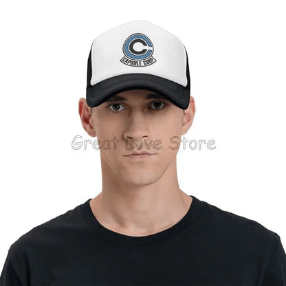 Capsule Corp Κασκέτα μπέιζμπολ με πλέγμα Unisex Καπέλο Trucker Hip-Hop Καπέλο Anime DBZ Dad Hat Ρυθμιζόμενο καπέλο αγώνων Καλοκαιρινά καπέλα Trucker Snapback