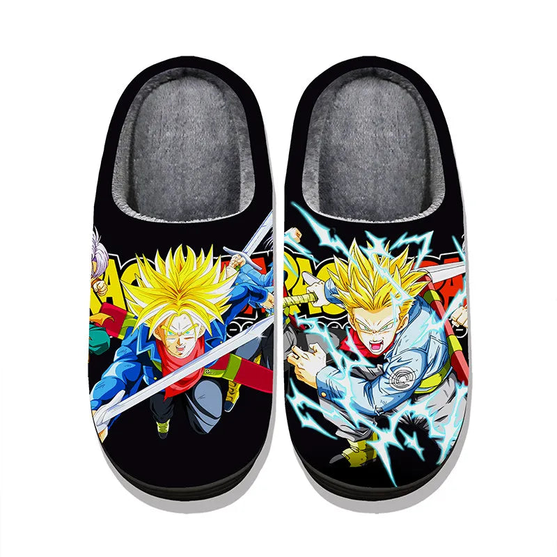 Anime Dragon Ball Plush Slippers Goku Vegeta Winter Fuzzy Warm Cotton Shoes Cute Cosplay Men Home Indoor Non-Slip Slipper Gifts