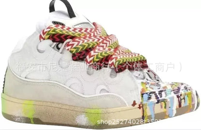 Comfortable High Heel Skate Shoes Thick Bottom Casual Sporty Dad Bag Shoes Vietnamese Cambodian New Style Knot Tied Slip-On