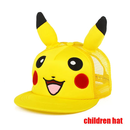 Pokémon-baseballkasket, Pikachu-hat, Pokémon-cosplay-hiphop-kasket til piger, drenge, børn, anime-figurer, legetøj, gave, tegneseriehat