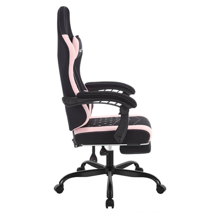 WOLTU Massage Gaming Chair Ergonomic Swivel Computer Chair with Pillow & Footrest Adjustable Headrest Lumbar Support Gamer Chair