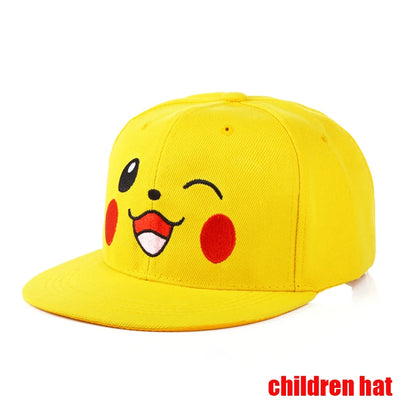 Pokémon-baseballkasket, Pikachu-hat, Pokémon-cosplay-hiphop-kasket til piger, drenge, børn, anime-figurer, legetøj, gave, tegneseriehat