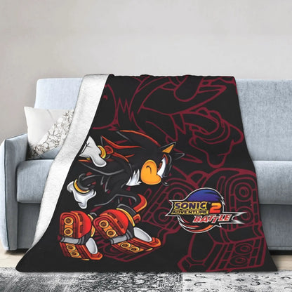 Shadow Game Blanket Soniced Cartoon Flannel Throw Blankets Summer Air Conditioning Decoration Lightweight Bedspreads