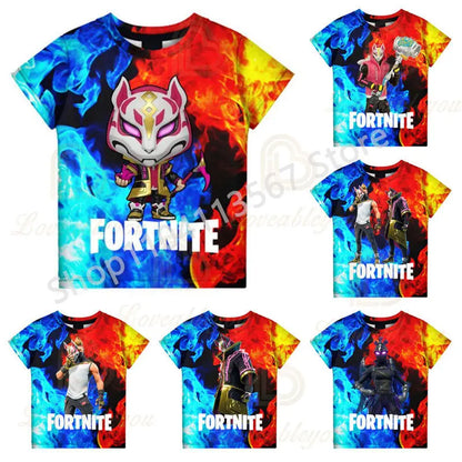 Tricou F-Fortnited pentru tineri, inspirat de jocuri de luptă, tricou de vară cu mânecă scurtă pentru adulți, adolescenți băieți și fete