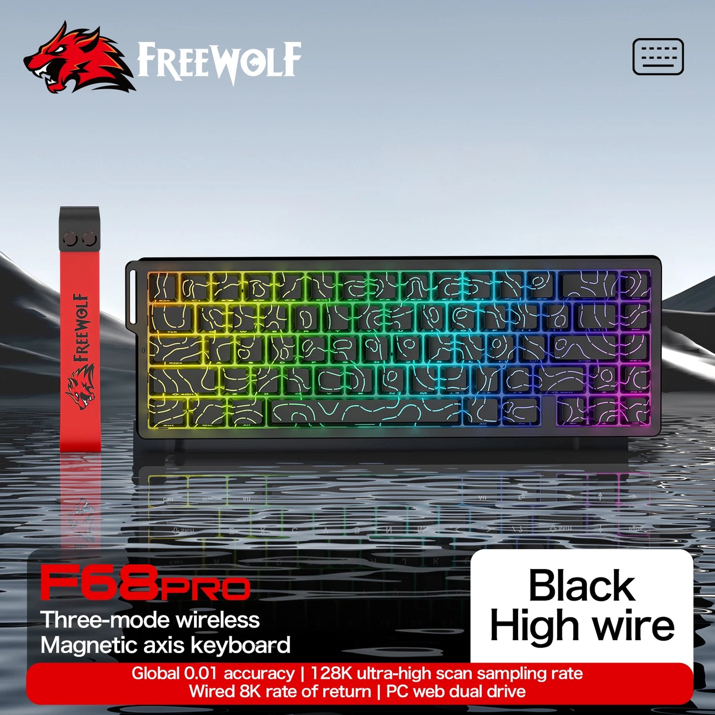Magnetic Gaming Keyboard ATTACK SHARK X68HE X68PRO HE and FREEWOLF F68 Wired F68Pro Wireless for Pro Gaming 0.01mm Rapid Trigger