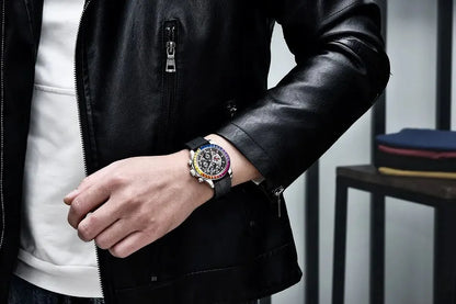 PAGANI Design Men Automatic Mechanical Watch Rainbow Rainbow Circle Skeleton Dial Stainless Steel Sapphire Sports Watches