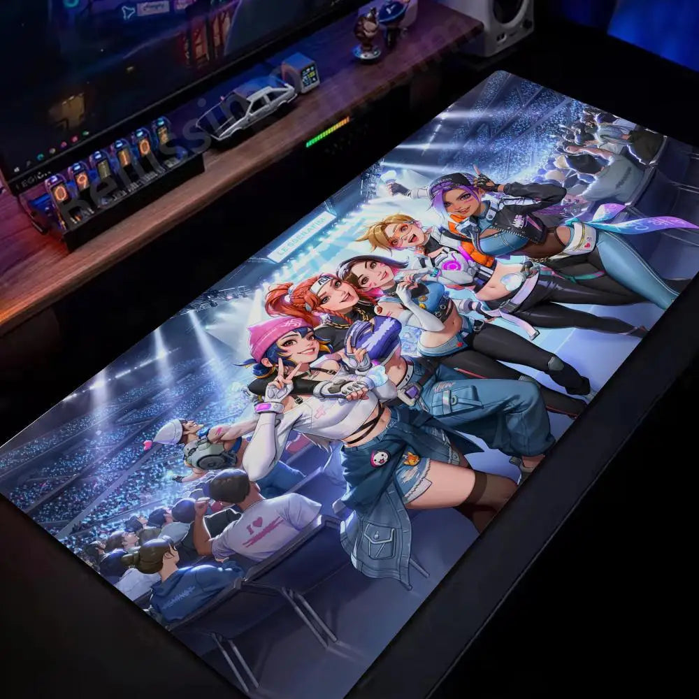 Tappetino mouse grande Overwatch per PC gamer, tappetino da scrivania esteso, tastiera rosa cute, accessori gaming per laptop, tappeto kawaii HD