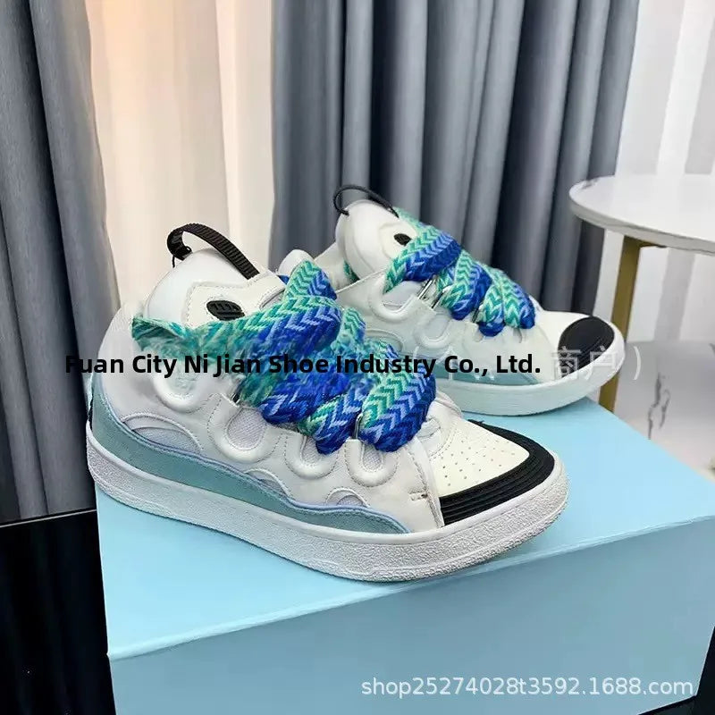 Comfortable High Heel Skate Shoes Thick Bottom Casual Sporty Dad Bag Shoes Vietnamese Cambodian New Style Knot Tied Slip-On