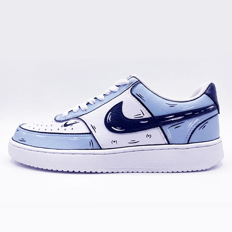 Custom Sneakers NIKE COURT VISION  Messy Line Design Wild Romantic Dream Comic Pattern Couple Matching Shoes Unisex retro shoes