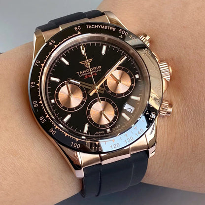 Luxuriöse VK63 Herrenuhr mit Quarzwerk, Business-Chronograph, 39mm, Stahl/Roségold, Datum, leuchtendes Zifferblatt, voll funktionsfähiger Chronograph