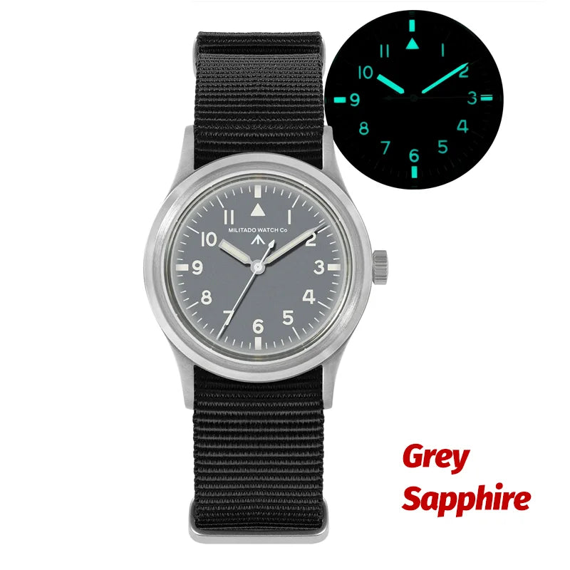 Militado ML14 Quartz Watch Cream Dial VH31/VH65 Sweep Movement Bubble K1/ Sapphire Luminous 36Mm Vintage Watches 100M Waterproof