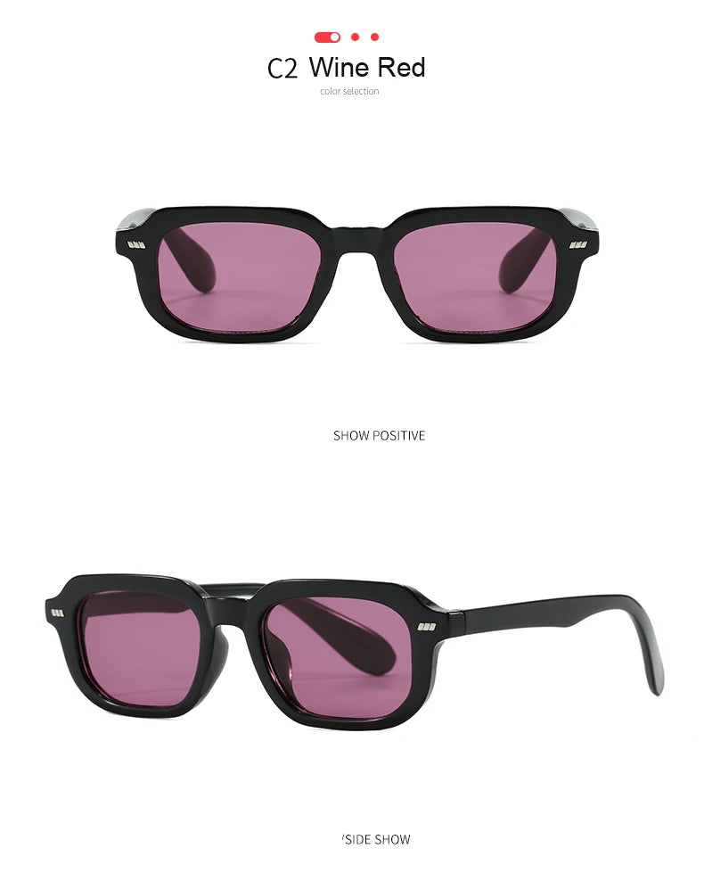 2pcs Fashion Small Square Women Luxury Brand Sunglasses Retro Designer Men Trending Multi Color Sun Glasses Shades UV400