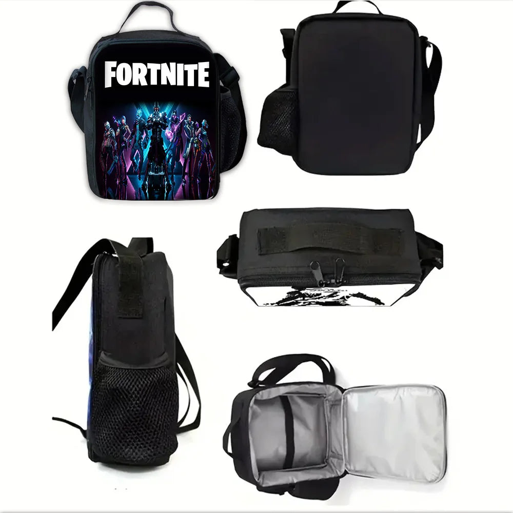 Trendiger Gaming-Schulrucksack für Kinder mit Lunchbags, Design-F-FortniteS Federmäppchen, Schultaschen für Jungen und Mädchen, ideales Geschenk
