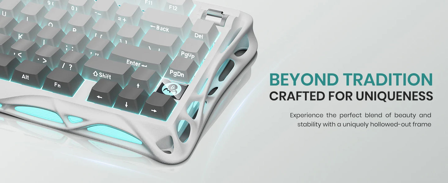 GravaStar Mercury K1 75% Wireless Mechanical Gaming Keyboard, Aluminum Alloy Exoskeleton Design, RGB Backlit, Hot-Swap Socket