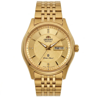 Montre mécanique automatique pour homme Orient, avec double calendrier (date et jour de la semaine), index en cristal et bracelet en acier inoxydable – Montre-bracelet de style professionnel