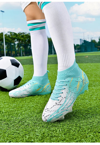 Chaussures de football à crampons FG pour terrain ferme, coupe basse, à lacets, pour hommes, professionnelles, antidérapantes, résistantes à l'usure, pour entraînement sur herbe naturelle