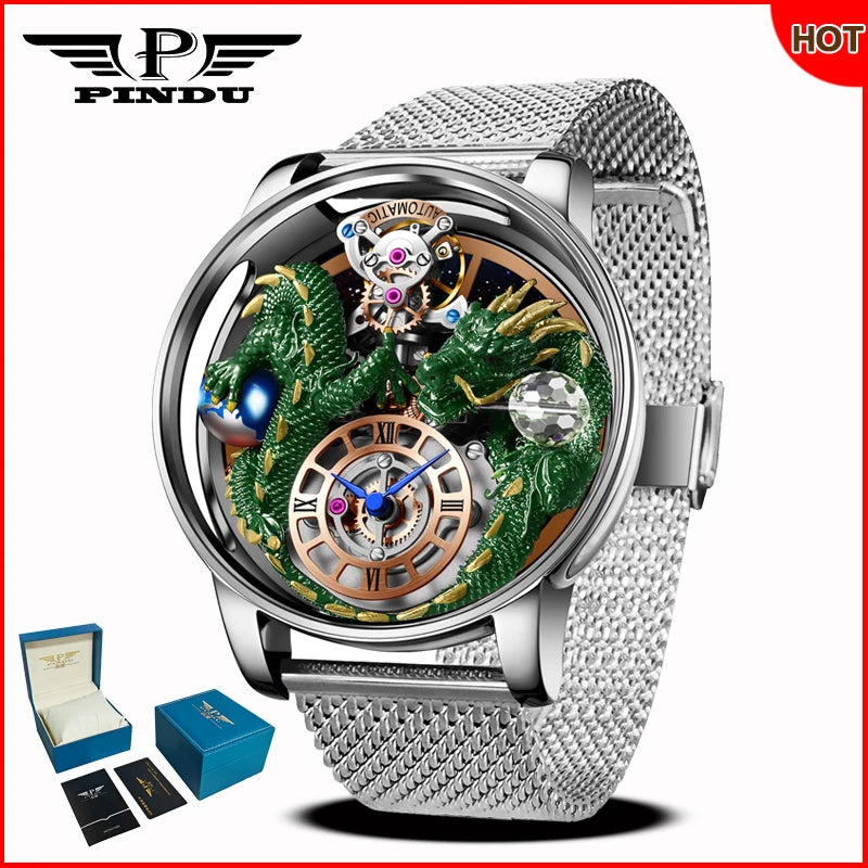 Relógio masculino PINDU Design 2025 NOVO Diamond Tourbillion, relógio de luxo Astronomia de marca premium, quartzo, vidro de safira, impermeável