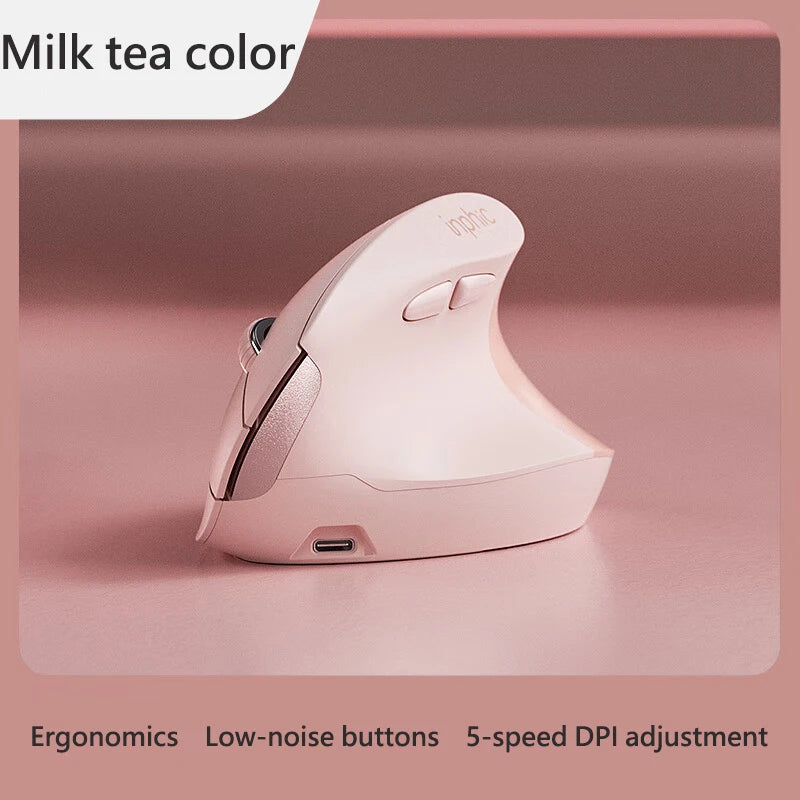 Mouse wireless verticale Inphic X9 PRO, ricarica rapida Type-C, ergonomico e silenzioso, mouse da ufficio per laptop, PC, computer e gaming