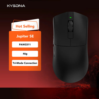 Mysz gamingowa KYSONA Jupiter Series – przewodowa i bezprzewodowa, 8Khz, sensor PAW3950, Bluetooth, 46g, akumulatorowa, sterownik webowy do PC i laptopa