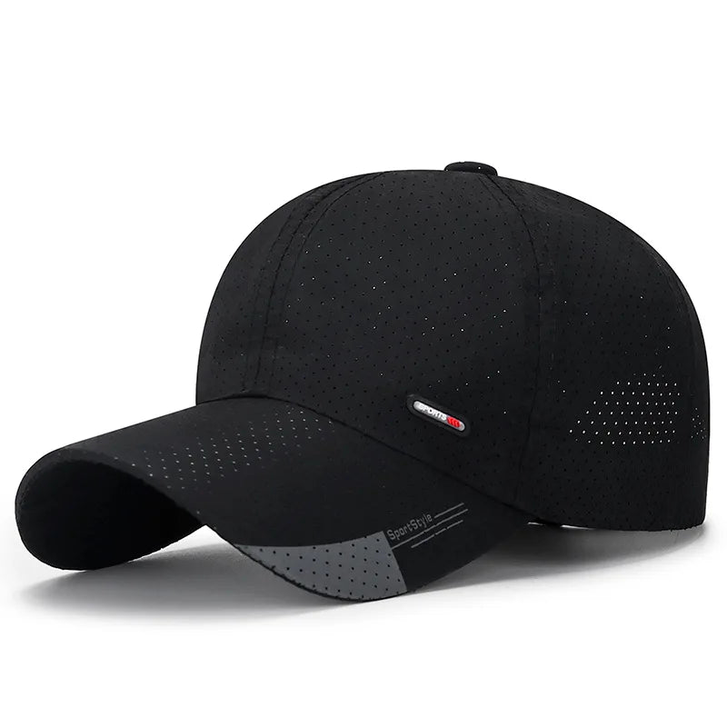 Gorra de béisbol de secado rápido y ultratranspirable: ligera y ajustable, con visera de pico a la última; perfecta para deportes al aire libre