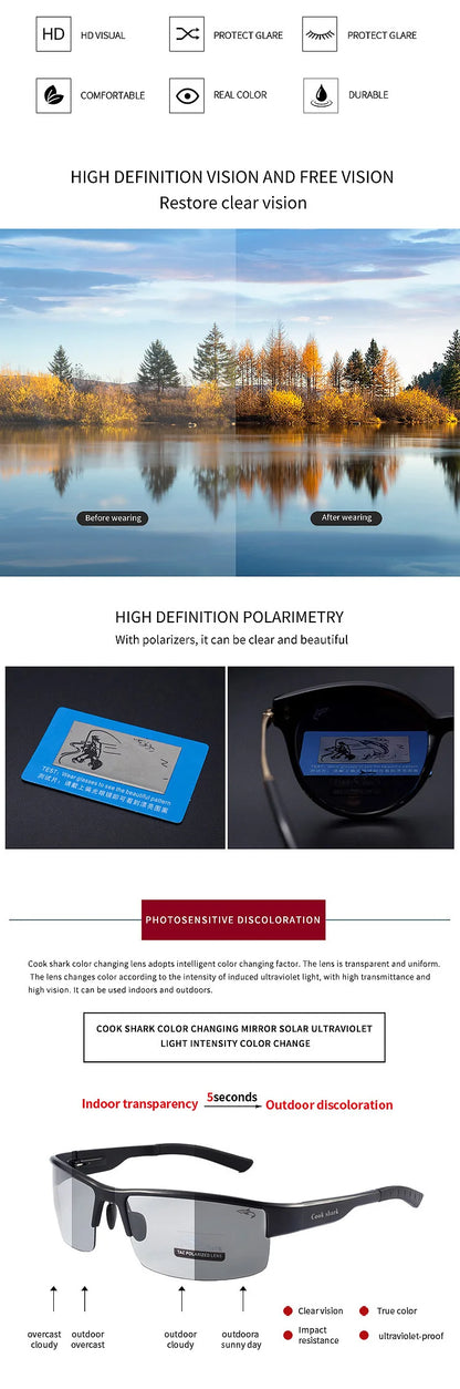 Cook sunglasses for men driving with UV-proof discoloration sunglasses polarized day and night glasses