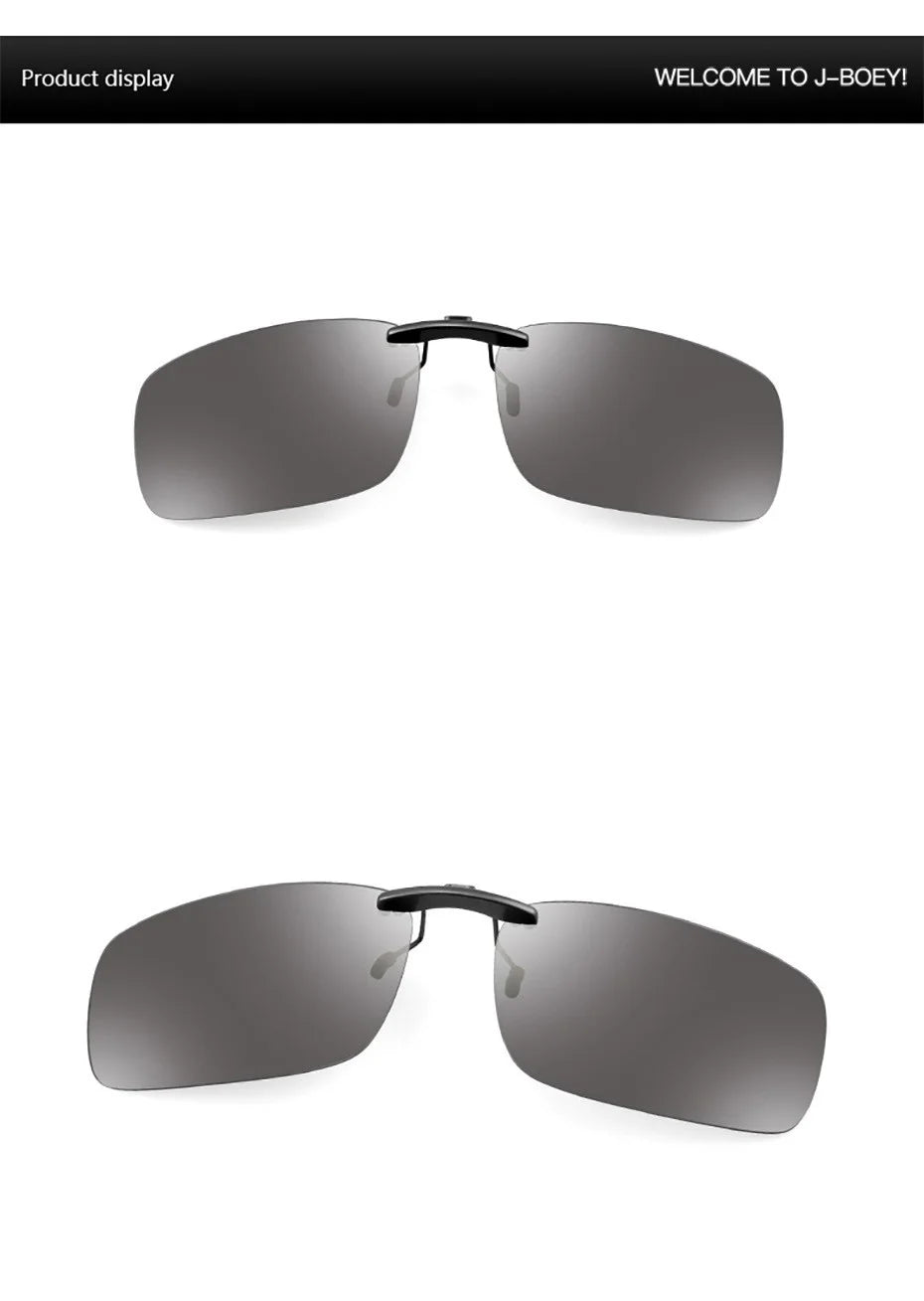 CAPONI New Sunglasses Clip For Men Square Polarized Photochromic Glasses Clip Flipped Up Protect Eyes Light Clip On Frame BS1282