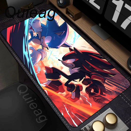 Anime Sonic The Hedgehog Mousepad XXL Deskmat With Lockrand Gaming Accessories Mousepad HD Print Gaming Keyboard Pad Padding Mat