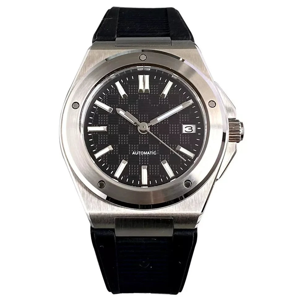 Relógio Mecânico Masculino Tandorio New Black Luxury Business Engineer Style com Vidro de Safira, 100m à Prova de Água, NH35A Automático