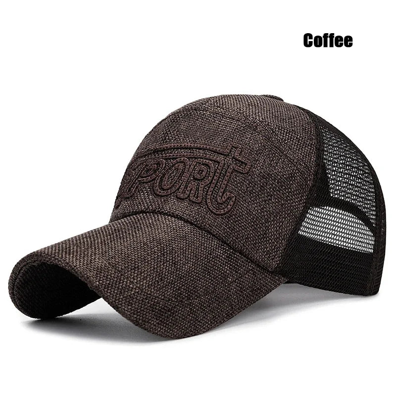 New Fashion Outdoor Sport Baseball Cap Casual Snapback Hats linen mesh fabric embroidery Suitable for spring  summer and autumn