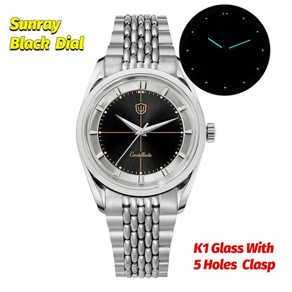 Watchdives WD1954 Classic Black Quartz Watch 36Mm Sandstone Dial VH31 Watch Luminous Waterproof Brushing 316L Steel Luxury Watch