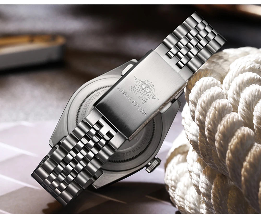 Montre de plongée pour homme ADDIESDIVE GMT515-24H – Étanchéité 200 m, verre bombé, revêtement luminescent BGW9, boîtier en acier inoxydable, affichage analogique