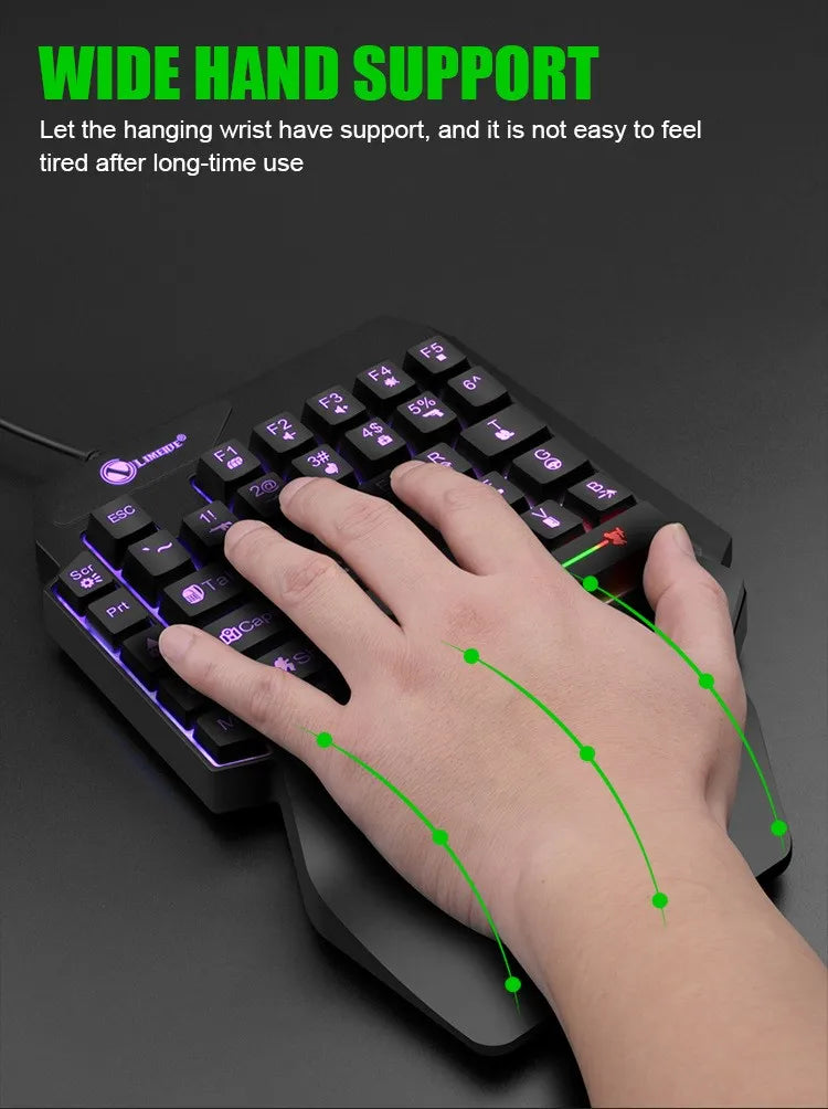 35 Tasten Einhand-Mini-Gaming-Tastatur USB, ultraflache kabelgebundene Tastatur mit Hintergrundbeleuchtung für Laptop, Desktop-PC und Smartphone