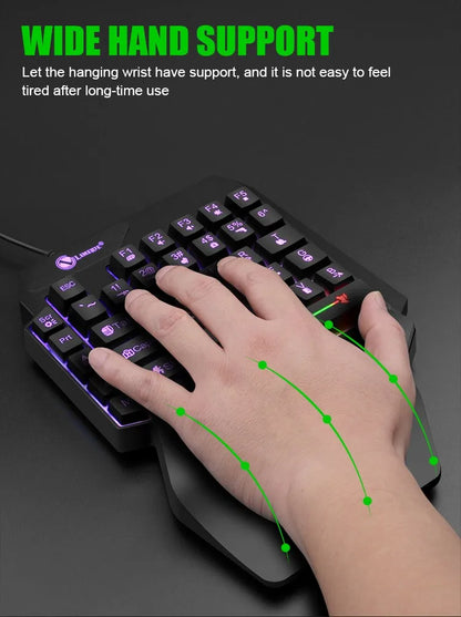 35 Tasten Einhand-Mini-Gaming-Tastatur USB, ultraflache kabelgebundene Tastatur mit Hintergrundbeleuchtung für Laptop, Desktop-PC und Smartphone